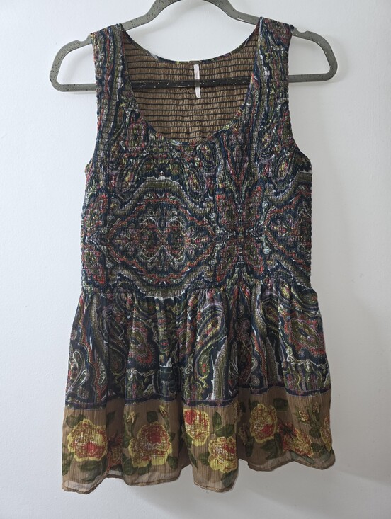 Free People Tops - Free People Paisley Smocked Boho Floral Sleeveless Top Size S